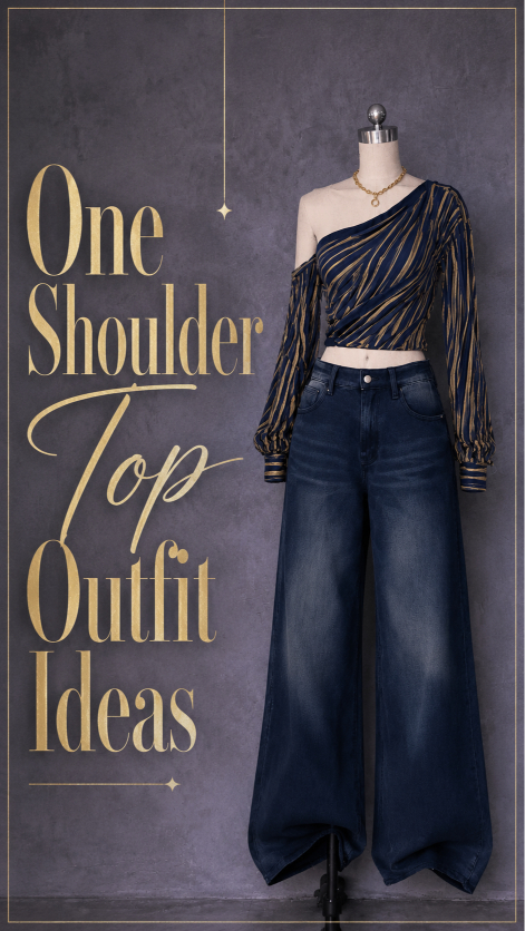 One Shoulder Top Outfit Ideas for school