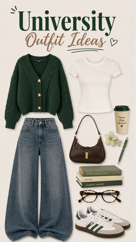 University Outfit Ideas for a full campus day