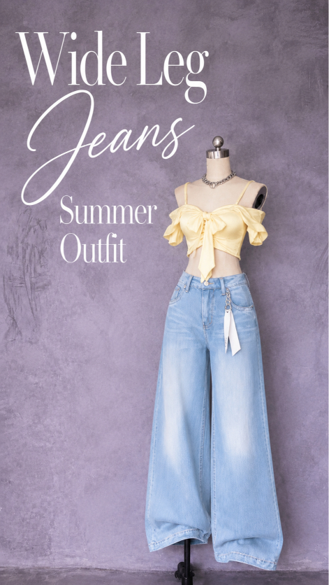 Wide Leg Jeans Summer Outfit for September school days