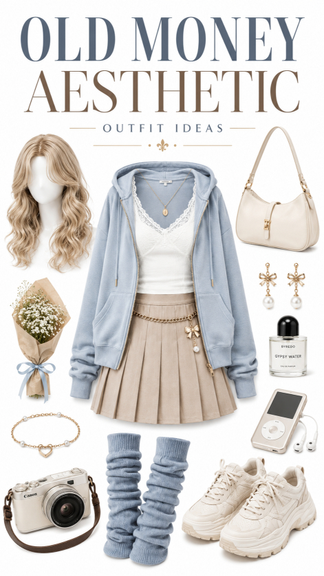 Old Money Aesthetic Outfit Ideas for school and campus style
