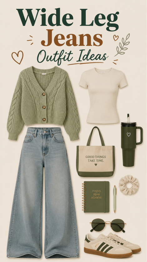Wide leg jeans outfit ideas