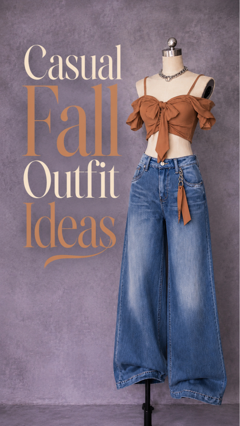 Casual minimal fall outfit with loose jeans and simple accessories