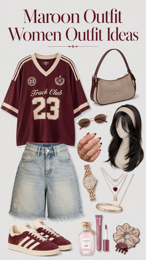 Maroon Outfit Women Fall