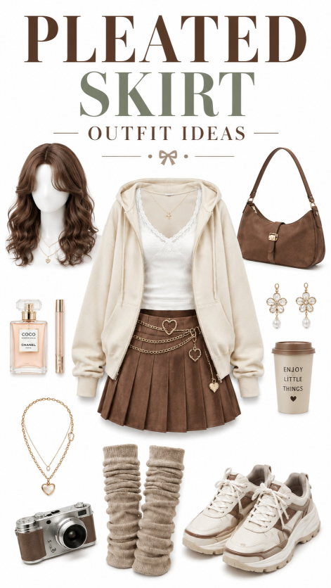 Pleated Skirt Fall Outfit Idea