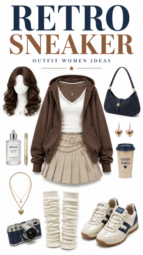 Retro Sneaker Outfit Women Street Style