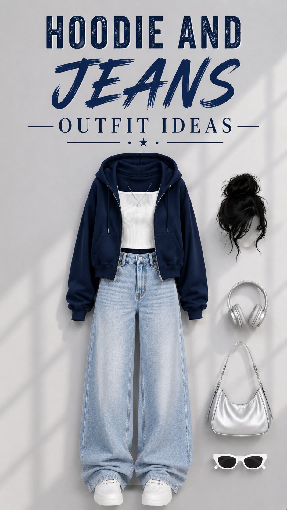 Cute hoodie and jeans outfit idea for a cozy casual student look