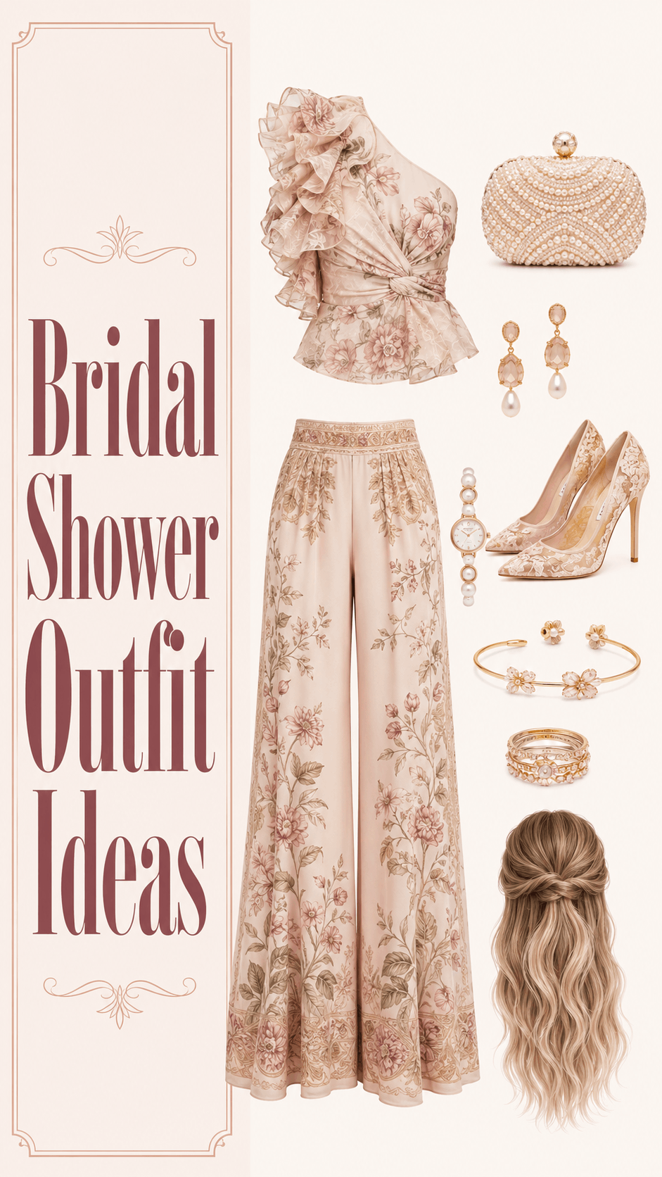 Romantic bridal shower ruffle outfit idea
