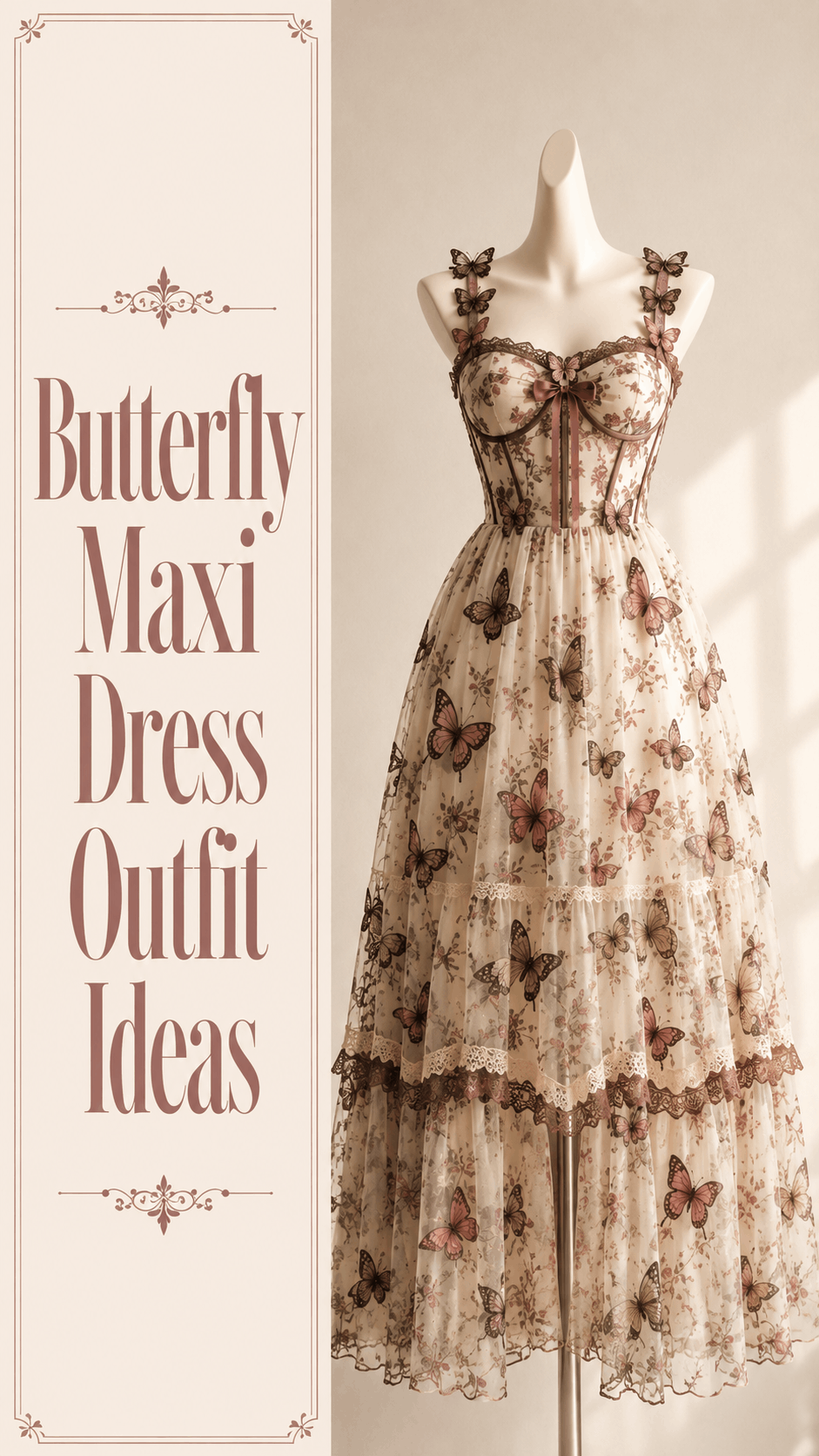 Butterfly print maxi dress outfit idea
