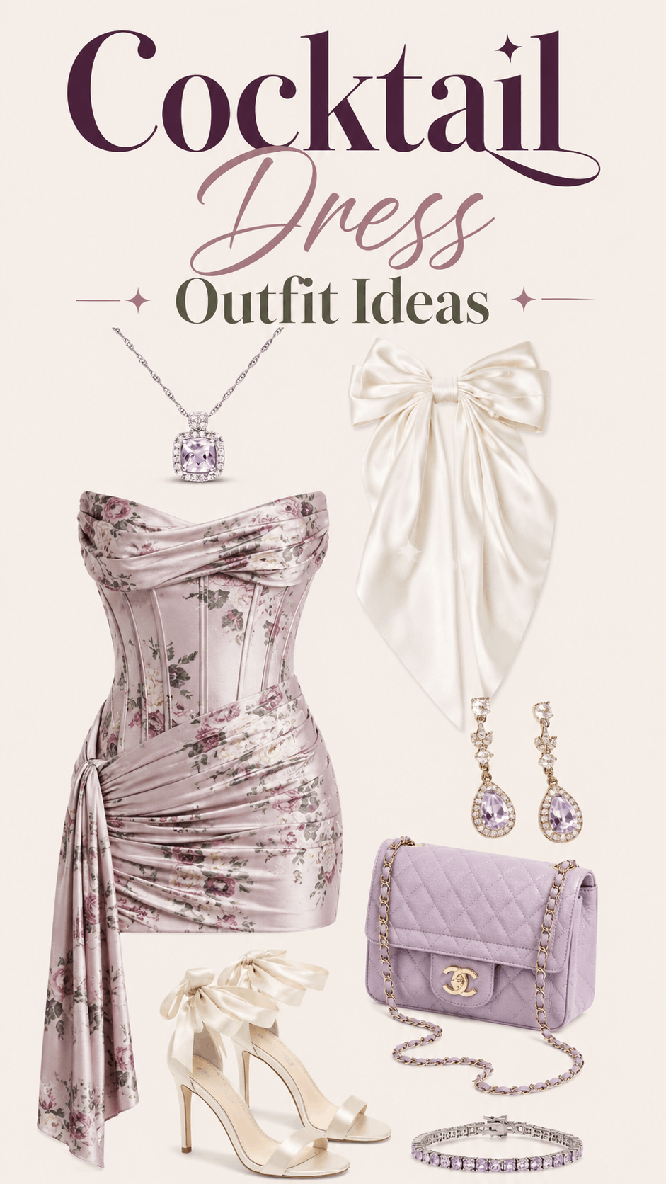 Lavender cocktail mini dress outfit idea