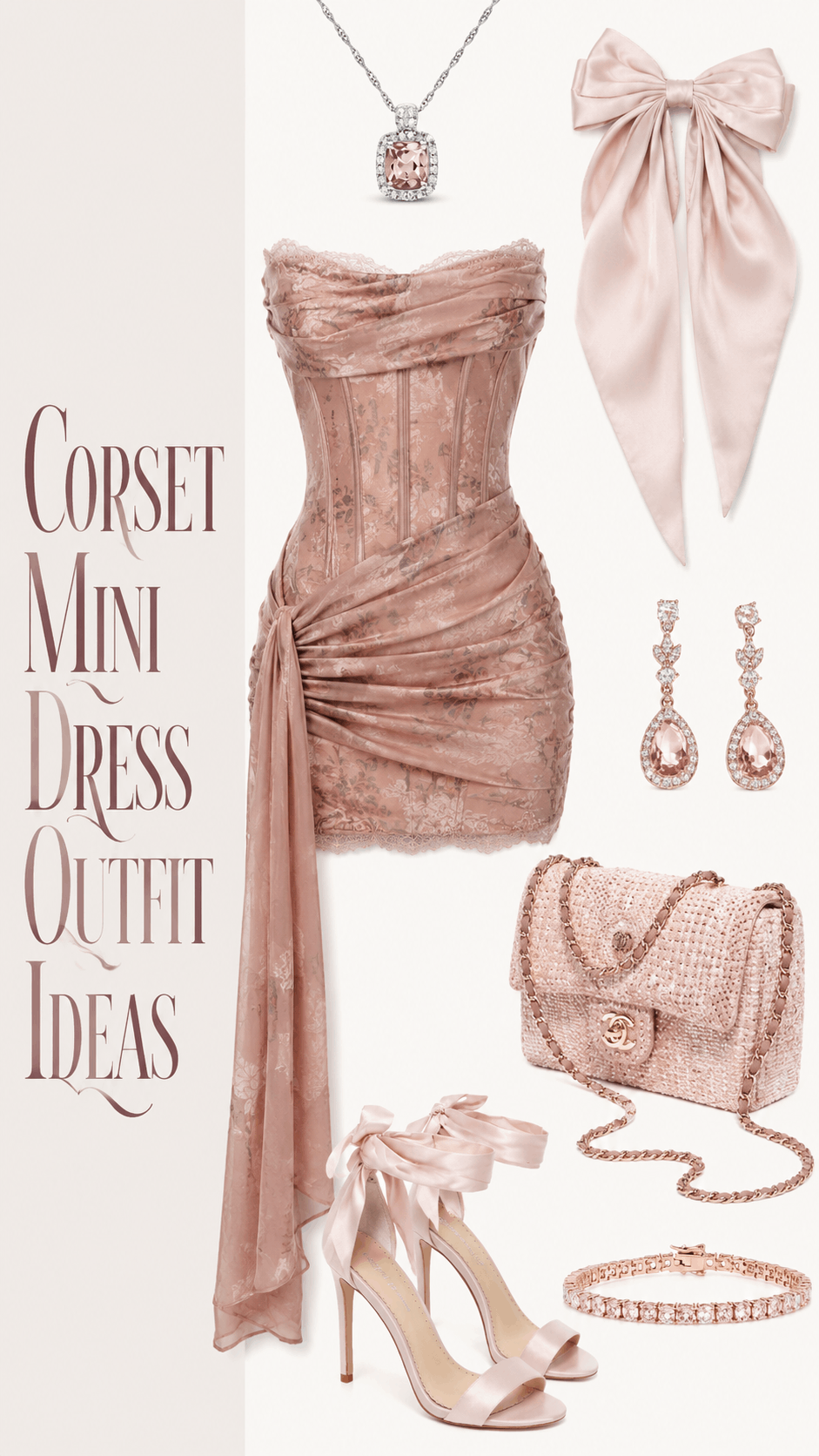 Blush corset mini dress outfit idea