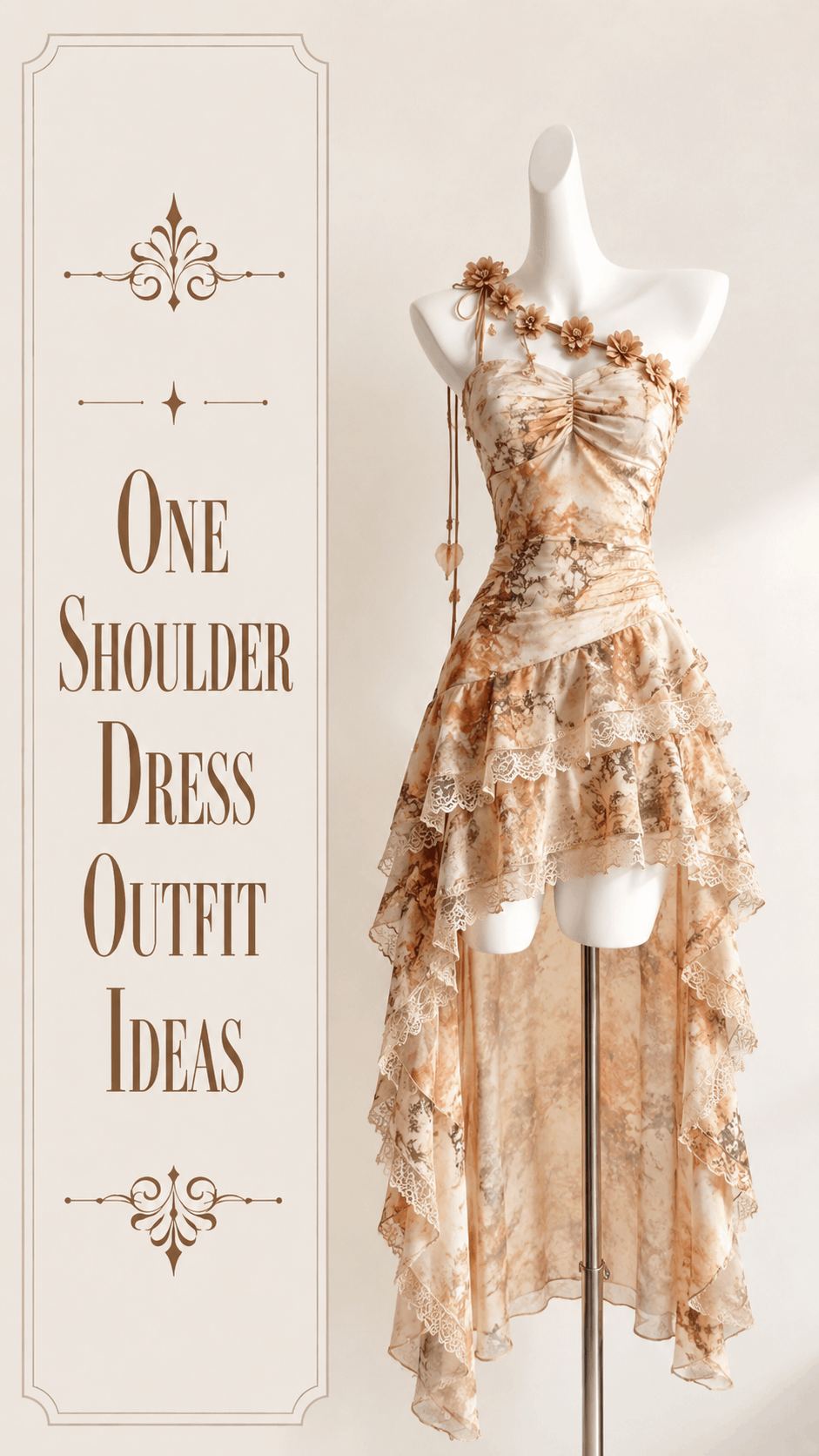 One shoulder floral dress outfit idea