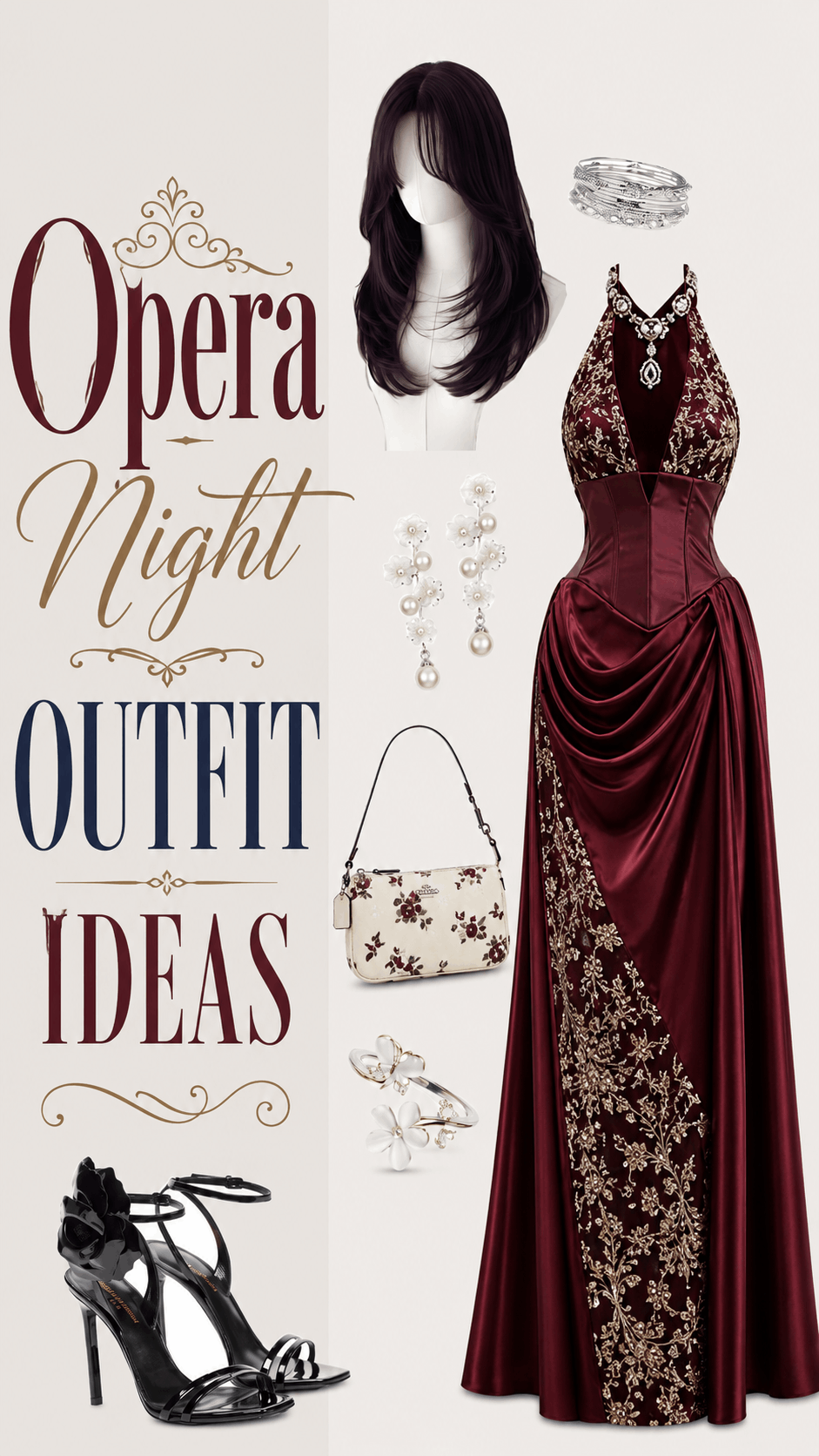 Burgundy opera night gown outfit idea