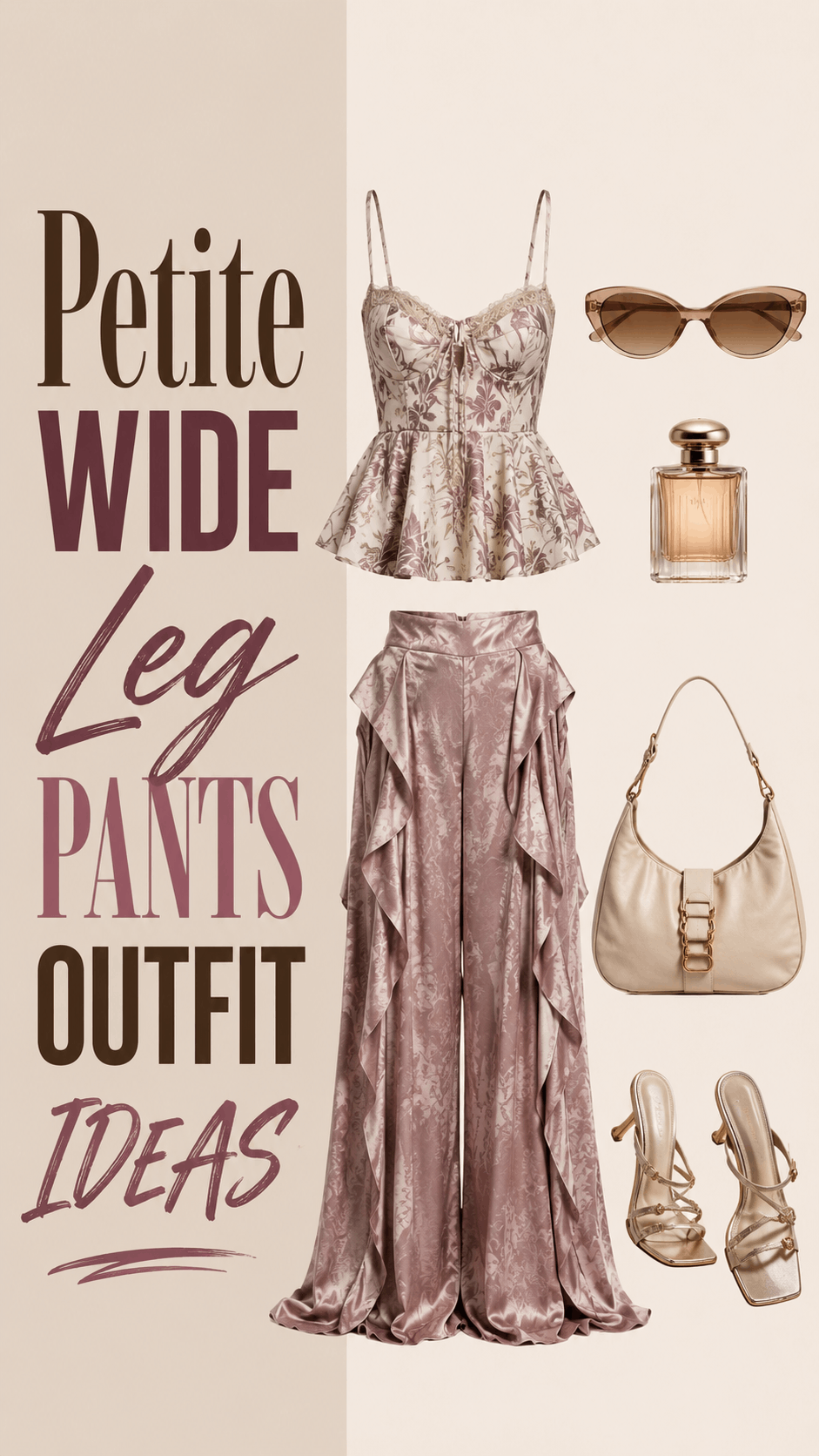 Petite wide leg pants evening outfit idea