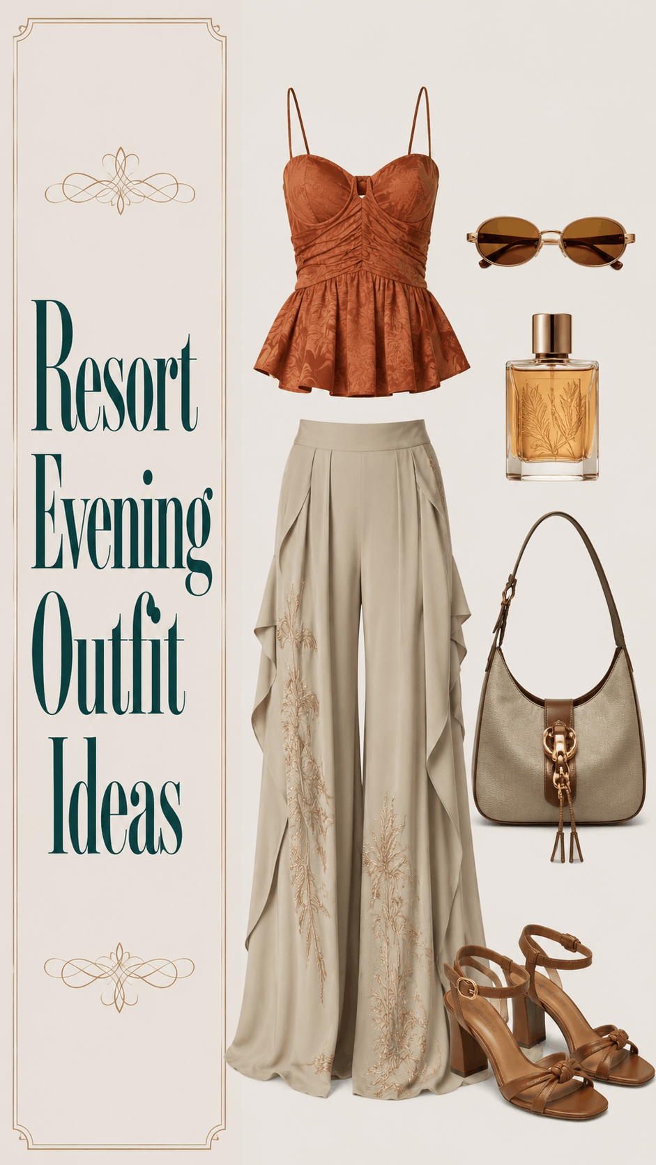 Rust resort evening outfit idea