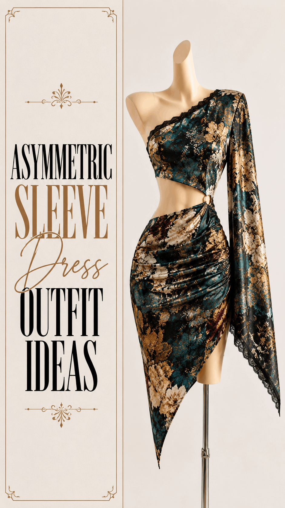 Asymmetrical mini dress glam night out outfit idea