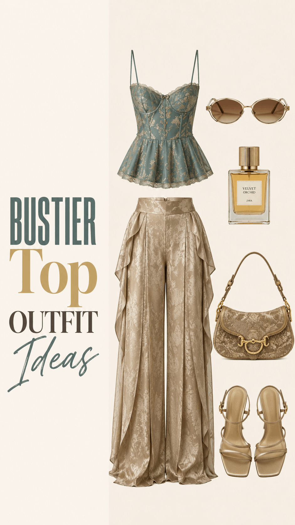 Bustier top glam outfit idea