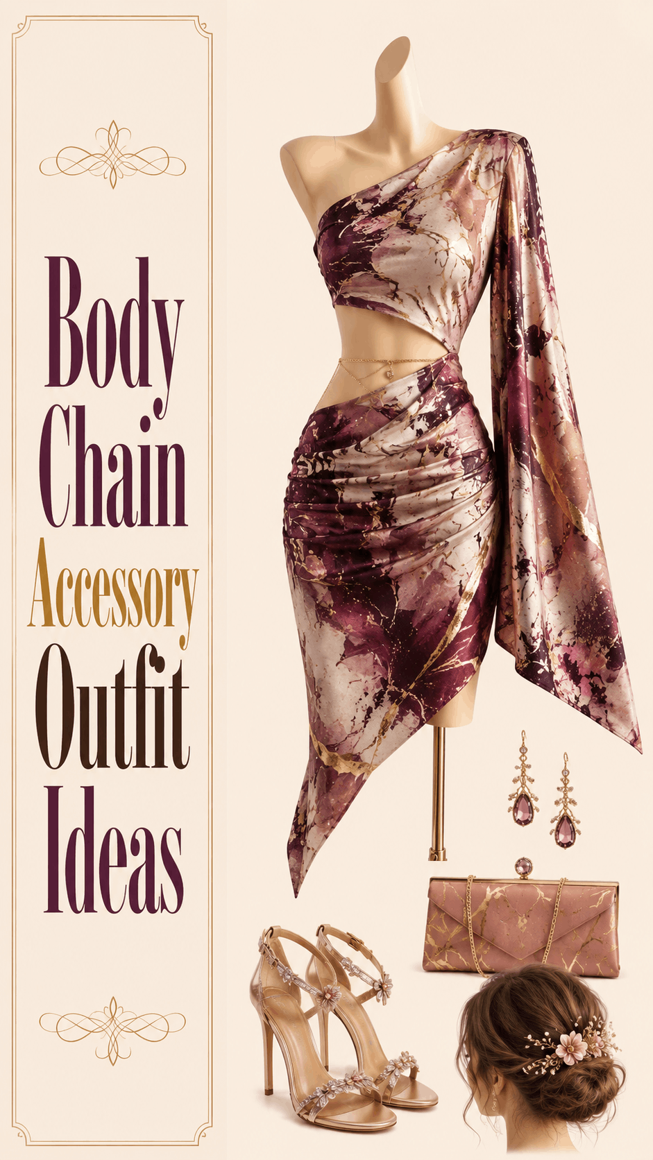 Body shape party outfit with sleek finish