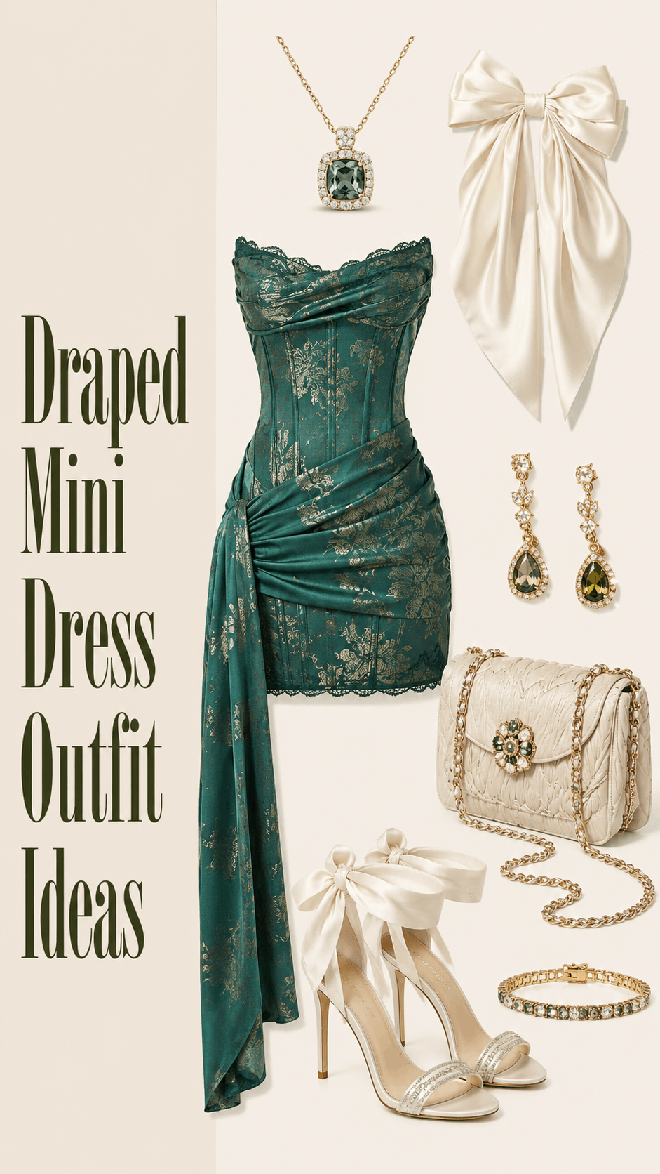 Draped dress soft evening glam outfit idea