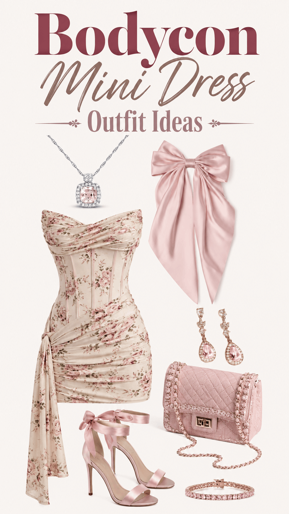 Floral bodycon mini dress outfit idea