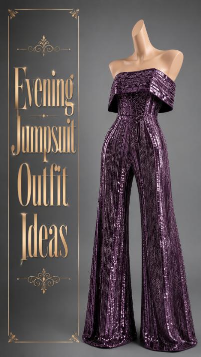 Purple evening sequin jumpsuit outfit idea