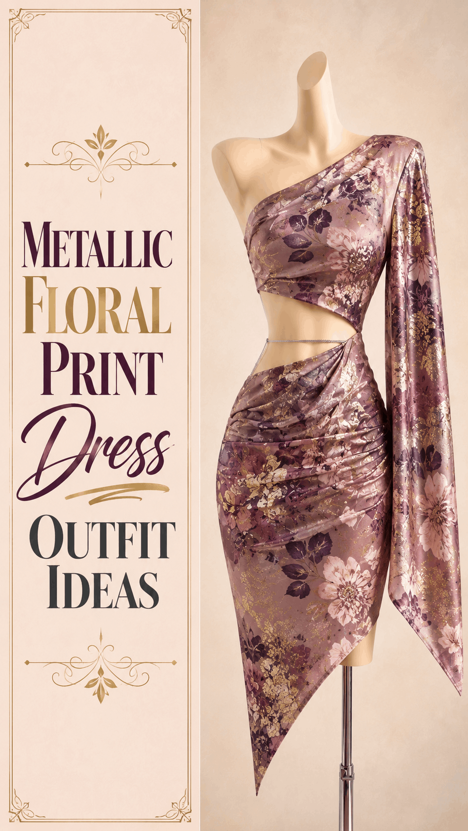 Metallic dress glam evening outfit idea