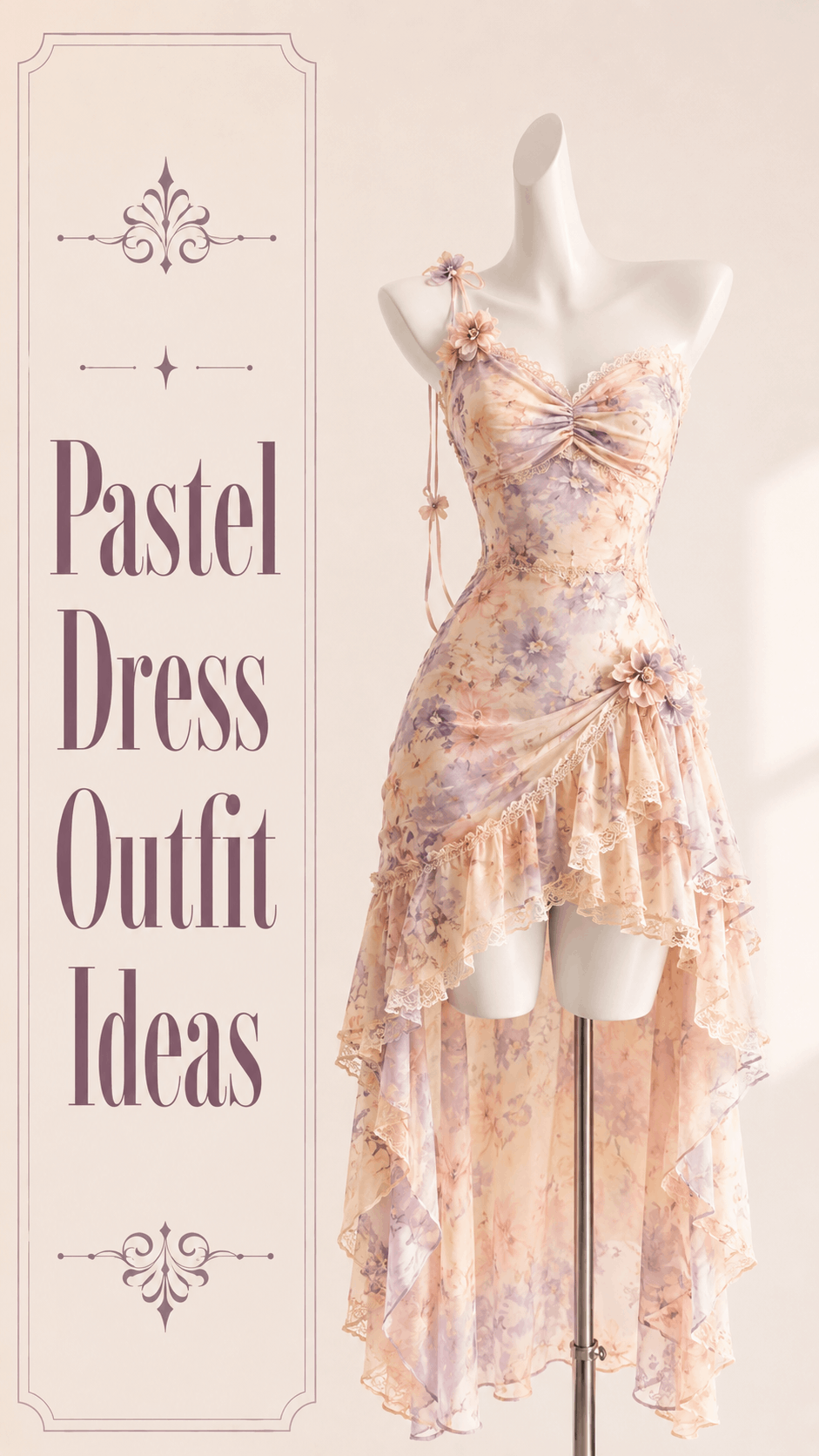 Pastel floral high-low summer dress outfit idea