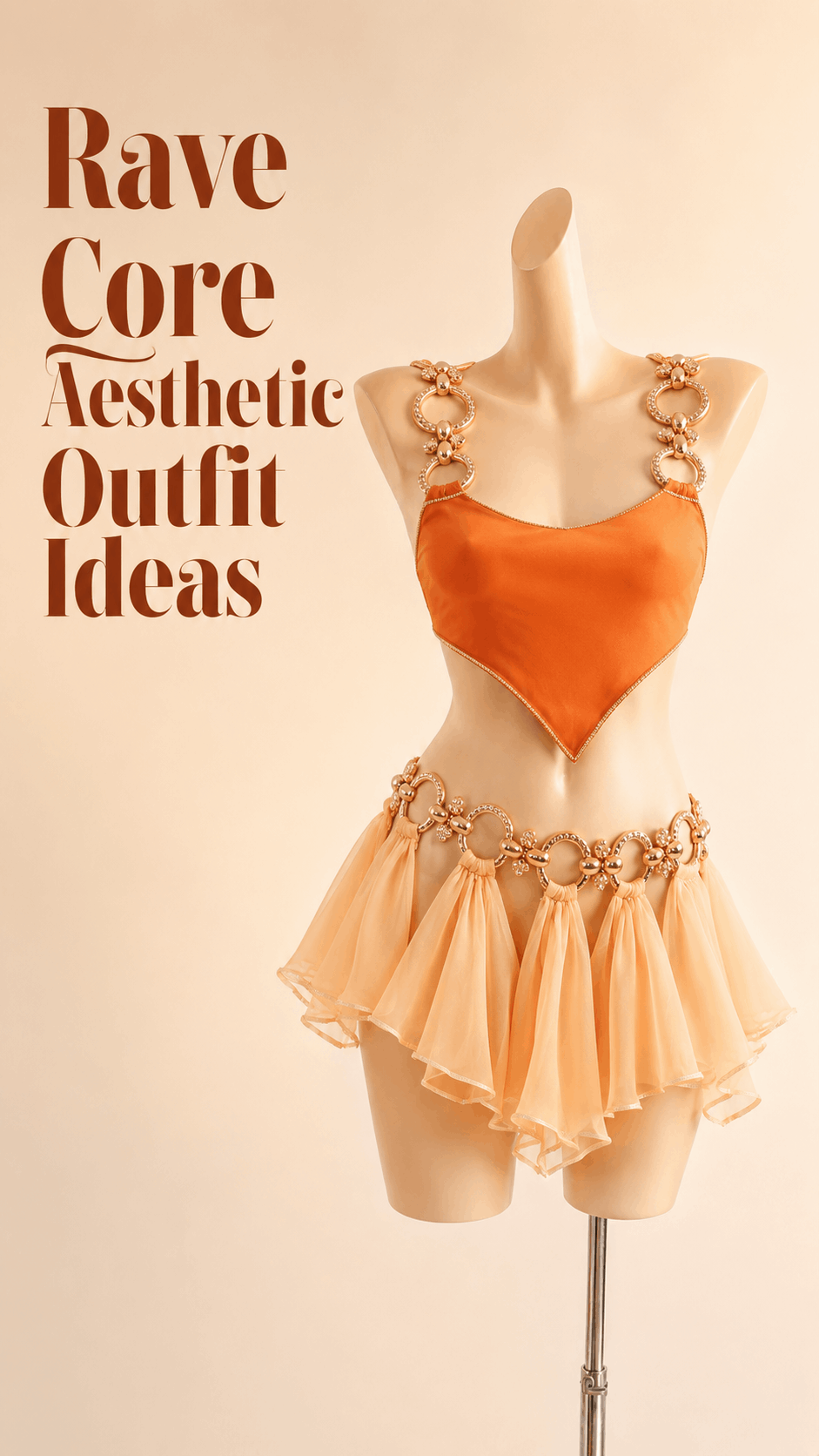 Orange rave core mini outfit idea