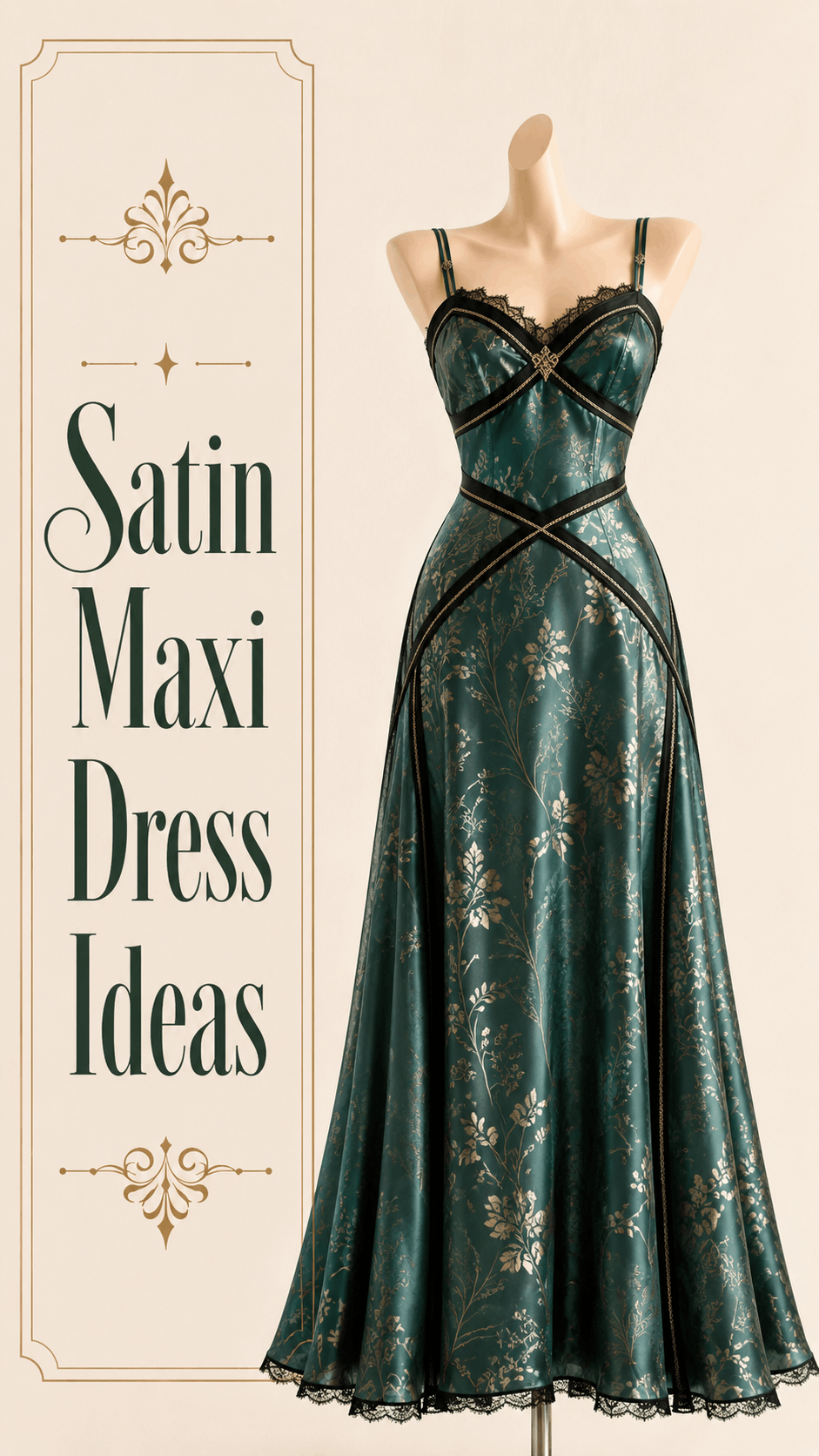 Teal satin maxi dress outfit idea