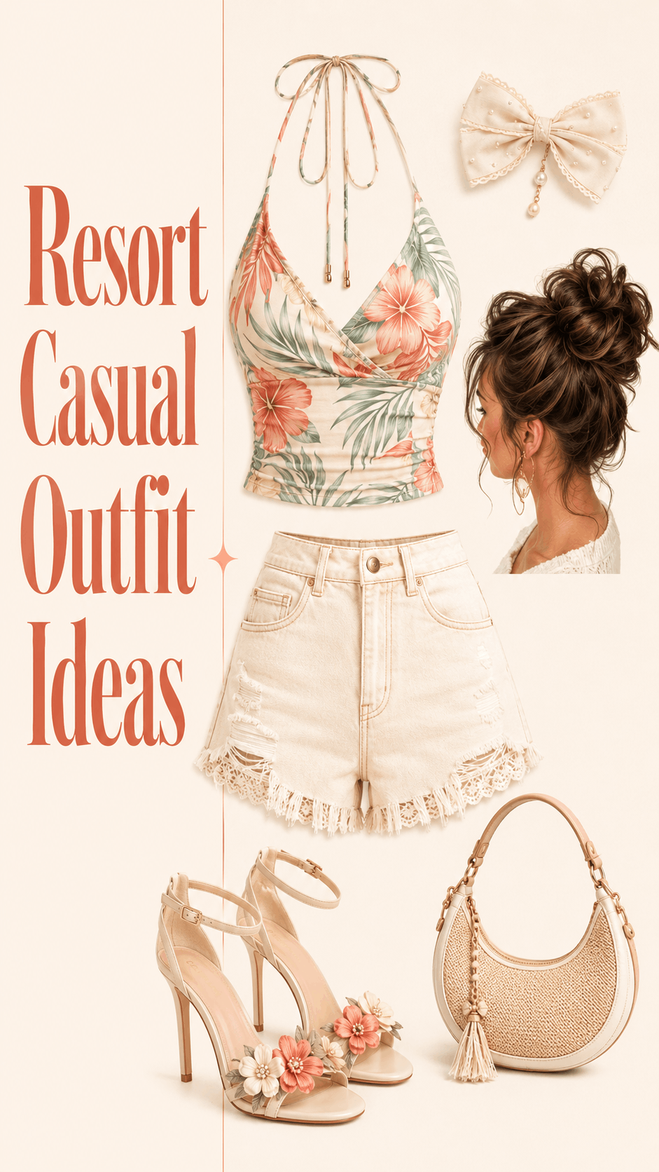 Resort blouse and cream pants outfit idea