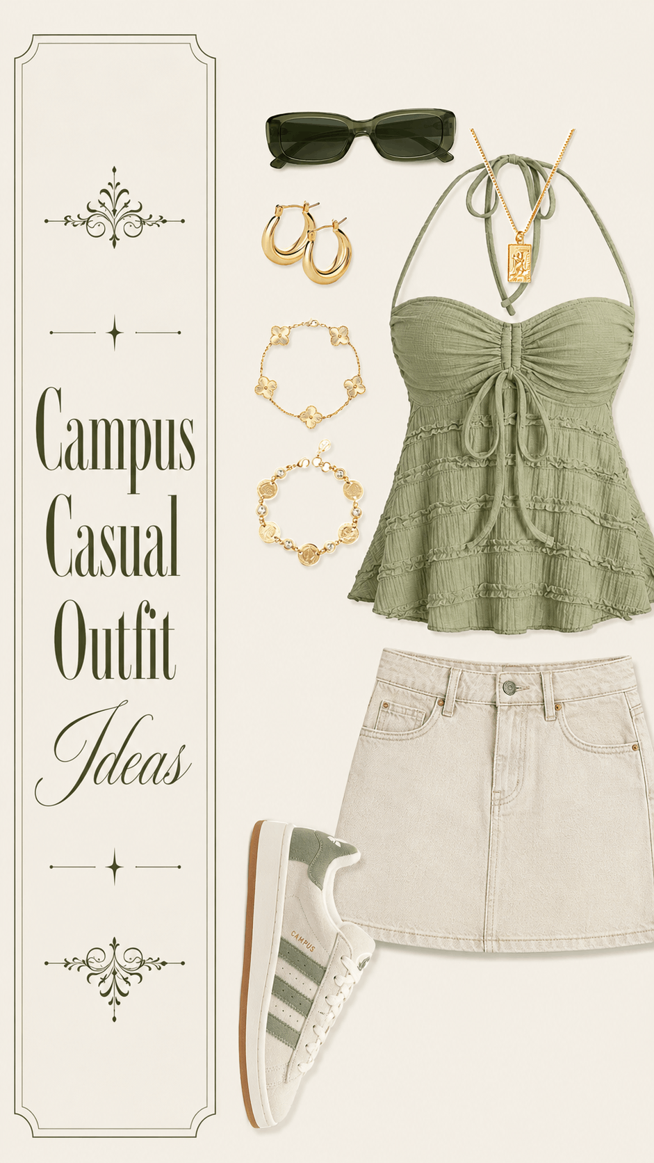 Campus to vacation casual outfit idea
