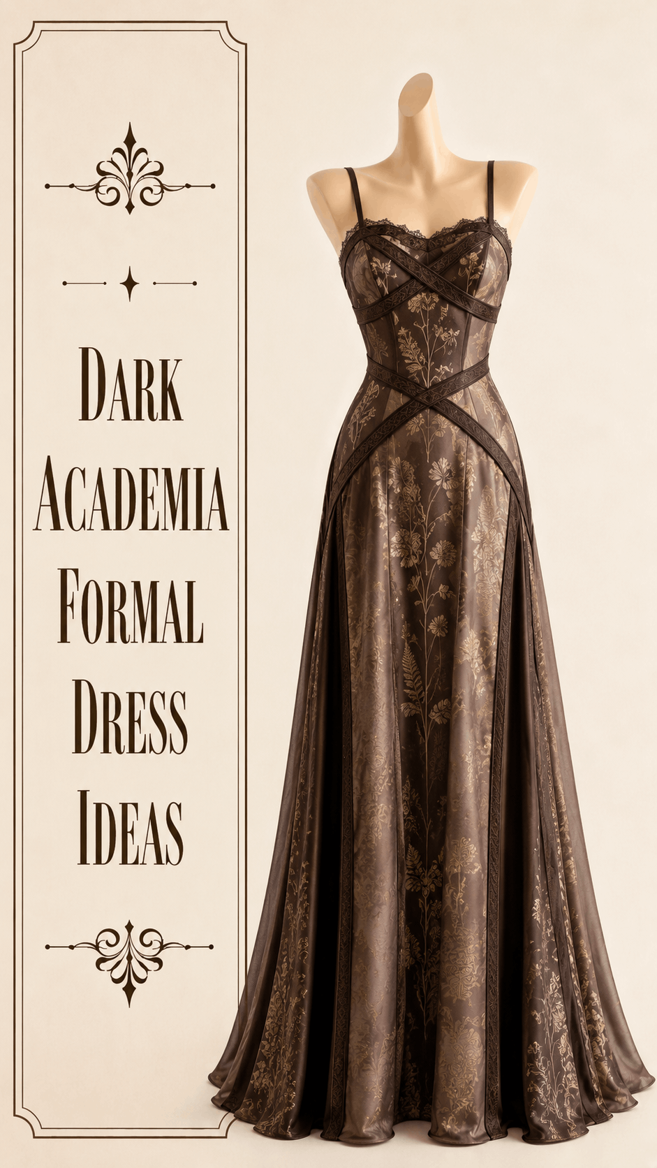 Dark feminine evening dress outfit idea