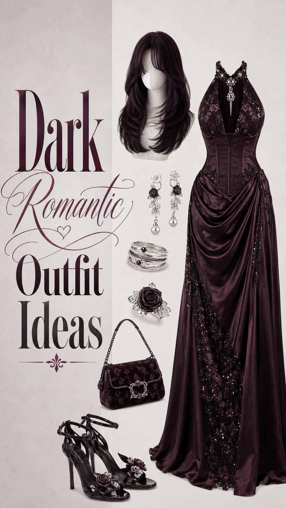Dark feminine evening outfit idea