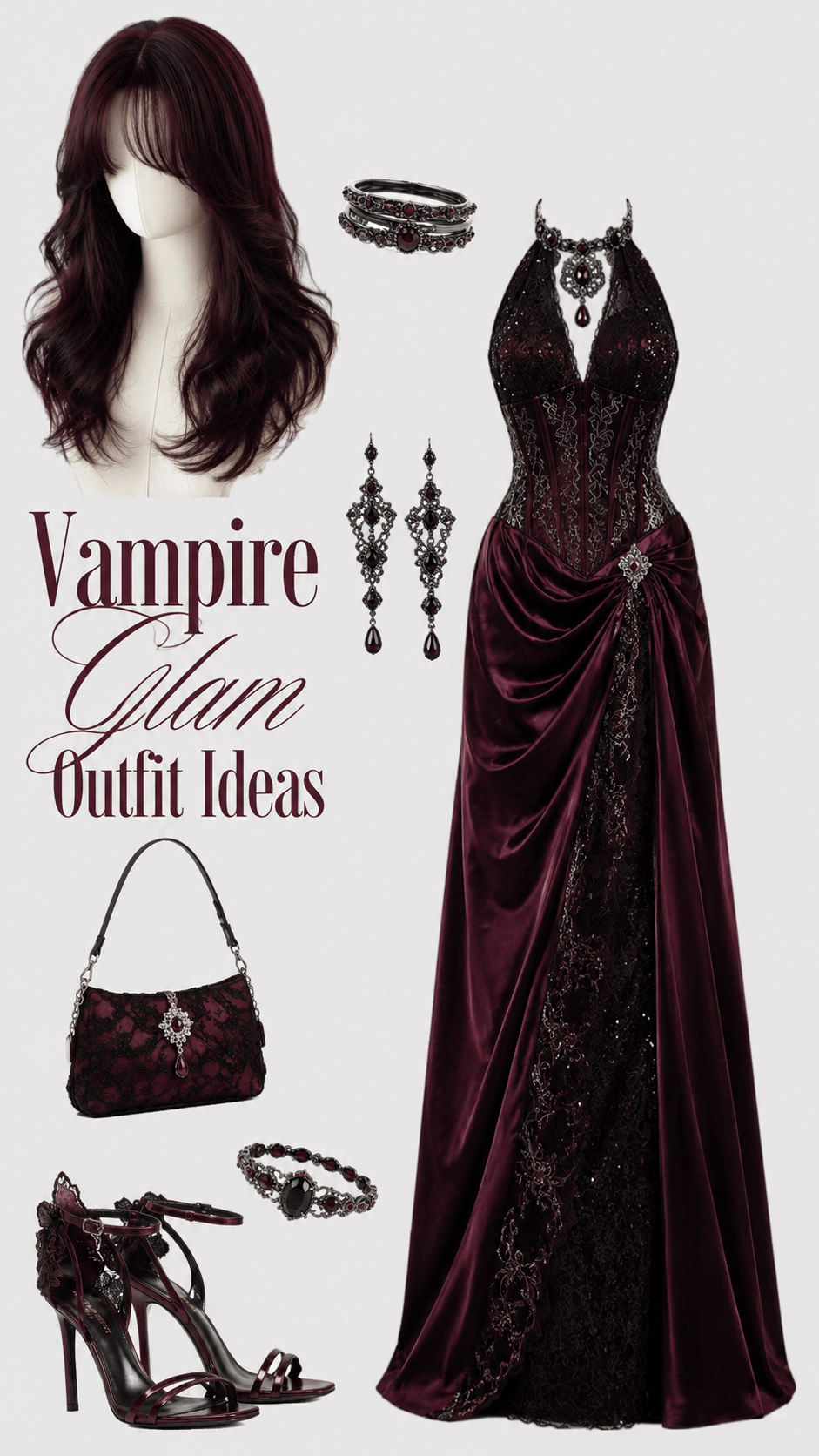 Vampire glam evening outfit idea