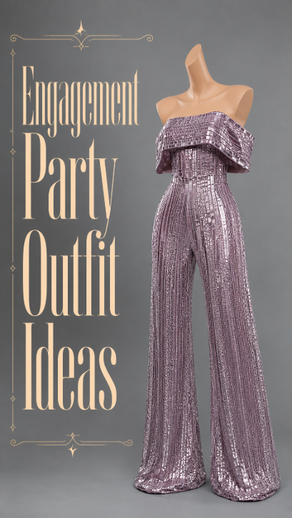 Lavender engagement party sequin jumpsuit outfit idea