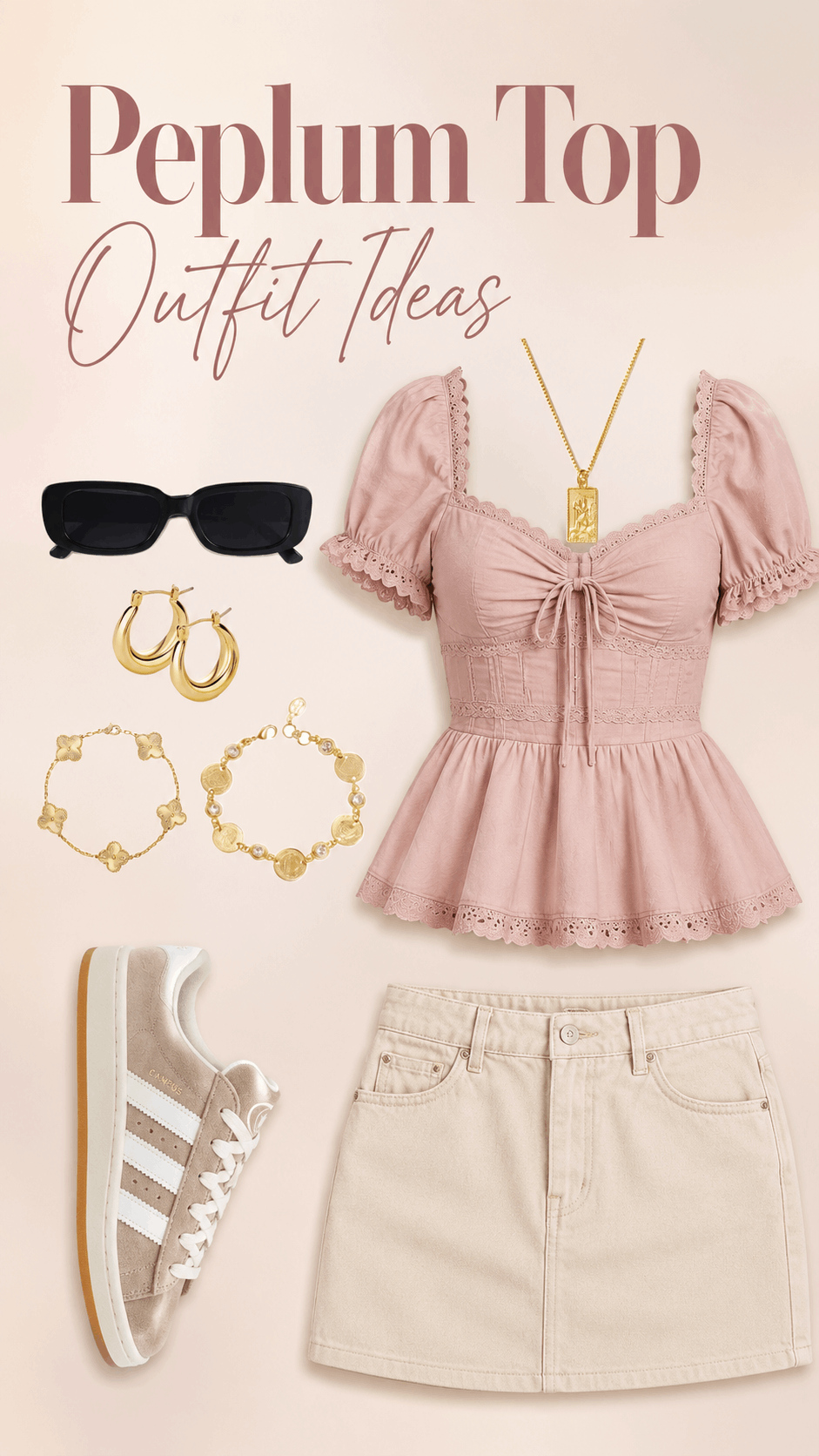 Peplum blouse evening glam outfit idea