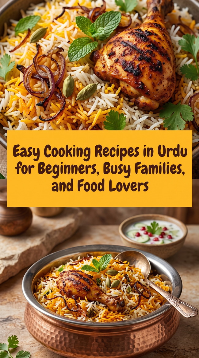 Easy Chicken Biryani prepared for Easy Cooking Recipes in Urdu for Beginners, Busy Families, and Food Lovers, showing the finished dish