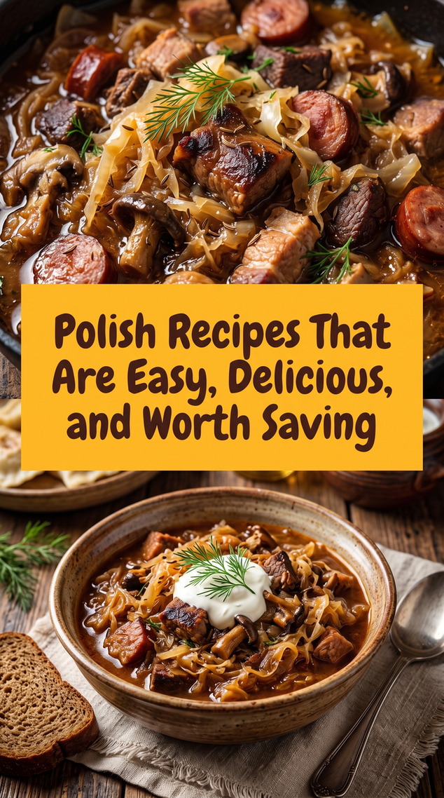 Polish Hunter's Stew prepared for Polish Recipes That Are Easy, Delicious, and Worth Saving, showing the finished dish