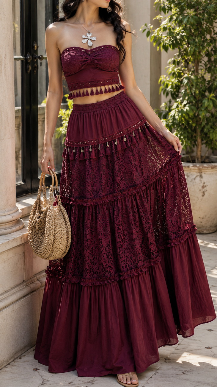 Feminine Layered Maxi for a Garden Lunch fashion outfit idea