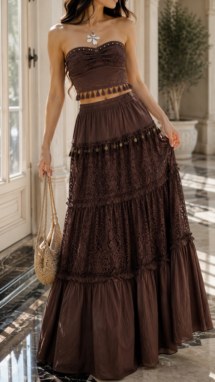 Relaxed Boho Skirt for Shopping Days fashion outfit idea