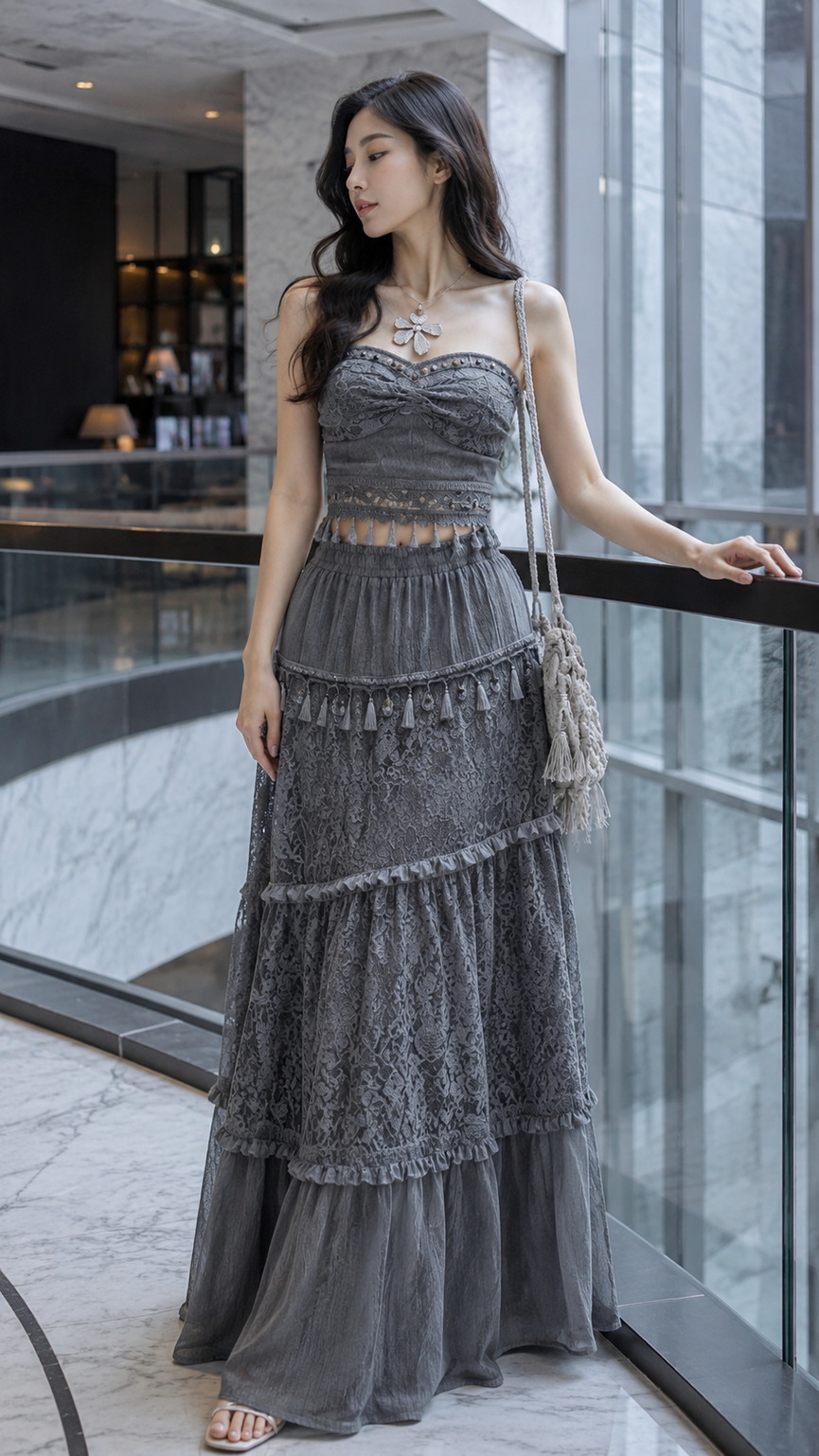 Flowing Bohemian Set With Delicate Jewelry fashion outfit idea