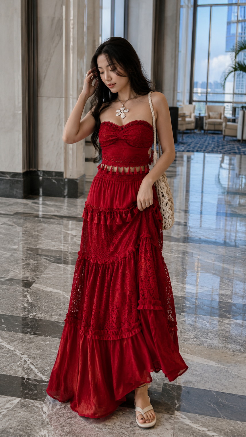 Dreamy Printed Maxi for a Coffee Date fashion outfit idea