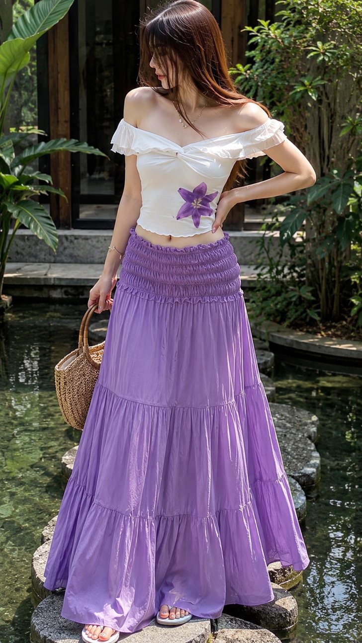 Bright Boho Skirt for a Sunny Day Out fashion outfit idea