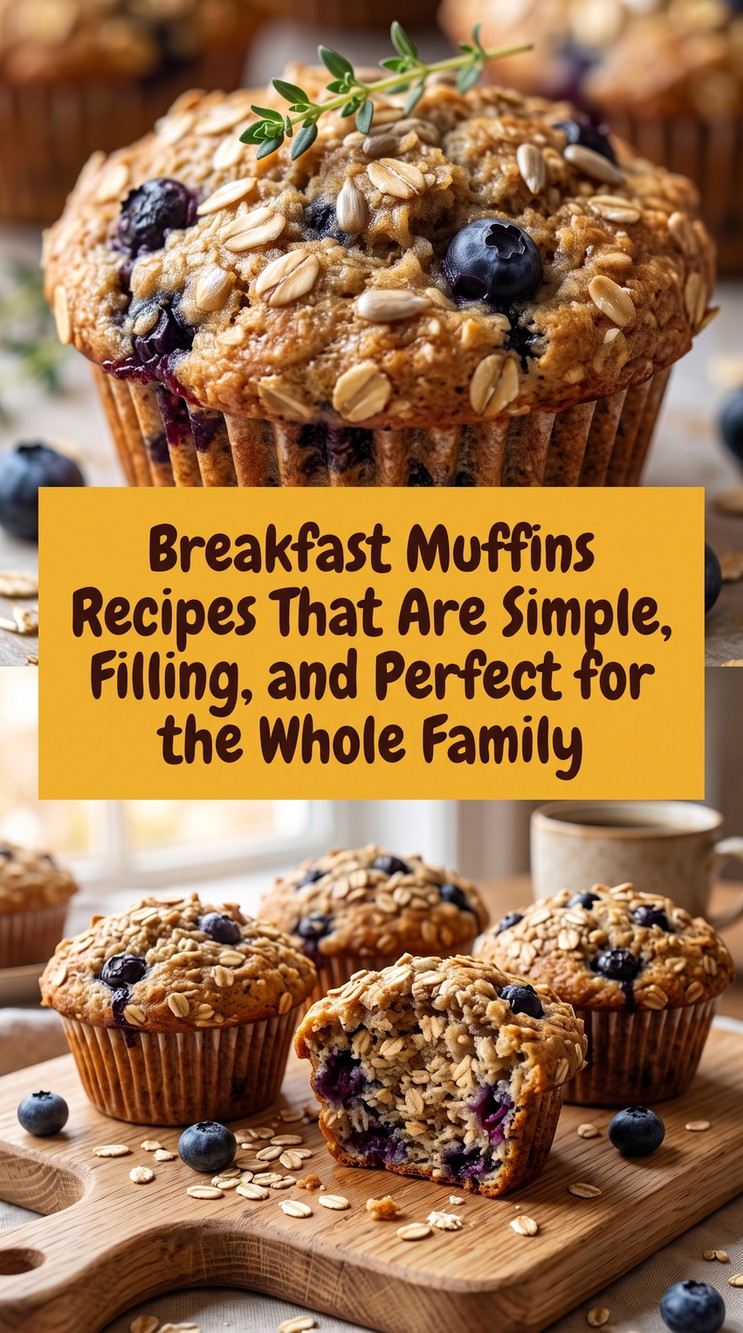 Blueberry Oat Breakfast Muffins prepared for Breakfast Muffins Recipes That Are Simple, Filling, and Perfect for the Whole Family, showing the finished dish