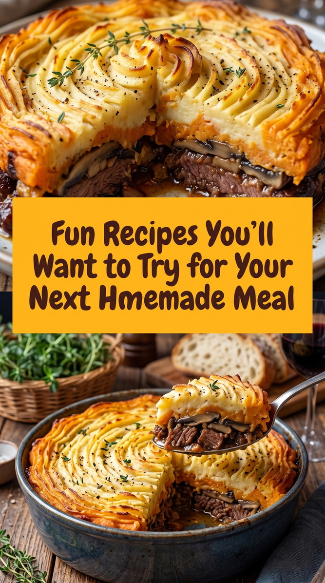 Beef and Mushroom Shepherd's Pie prepared for Fun Recipes You’ll Want to Try for Your Next Homemade Meal, showing the finished dish