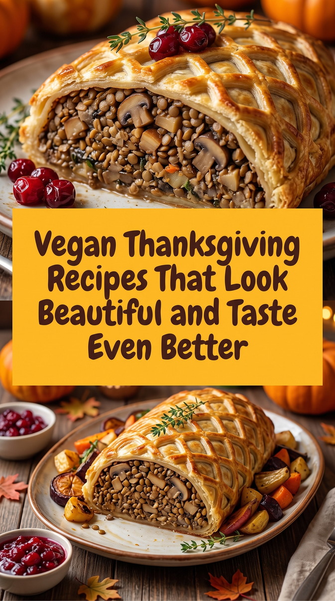 Vegan Lentil Mushroom Wellington prepared for Vegan Thanksgiving Recipes That Look Beautiful and Taste Even Better, showing the finished dish