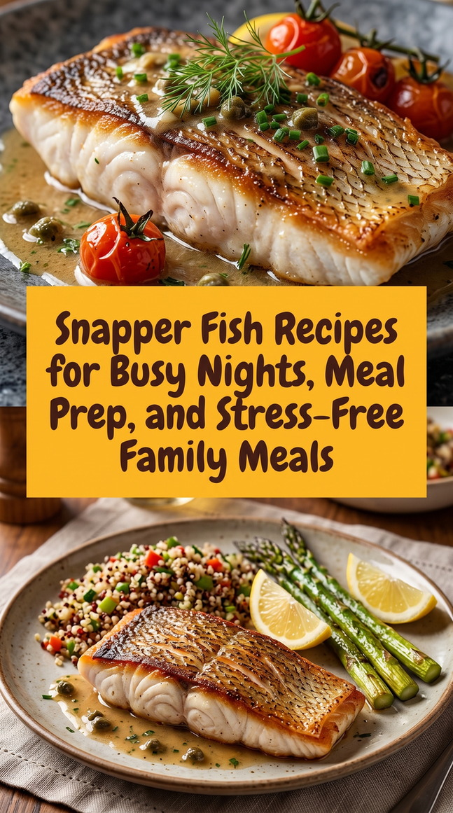 Pan-Seared Snapper with Lemon Caper Sauce prepared for Snapper Fish Recipes for Busy Nights, Meal Prep, and Stress-Free Family Meals, showing the finished dish