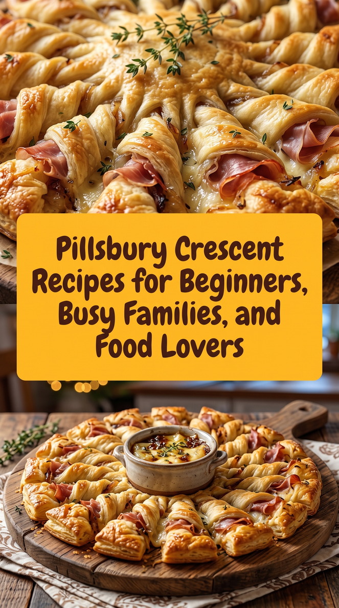 Ham and Cheese Crescent Ring prepared for Pillsbury Crescent Recipes for Beginners, Busy Families, and Food Lovers, showing the finished dish