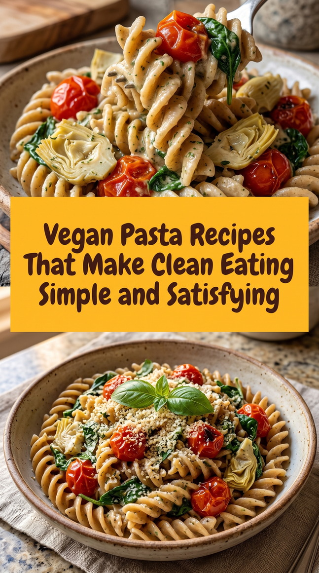 Creamy Vegan Spinach Tomato Pasta prepared for Vegan Pasta Recipes That Make Clean Eating Simple and Satisfying, showing the finished dish