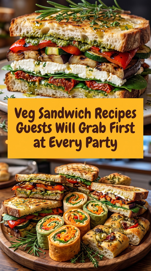 Grilled Vegetable Pesto Party Sandwiches prepared for Veg Sandwich Recipes Guests Will Grab First at Every Party, showing the finished dish