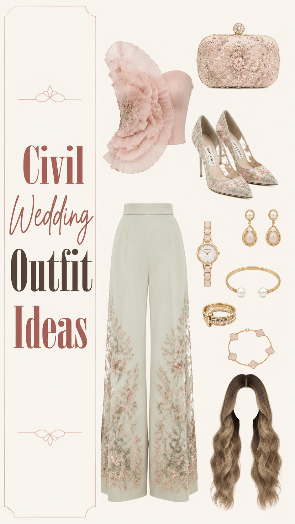Civil wedding soft elegance outfit idea